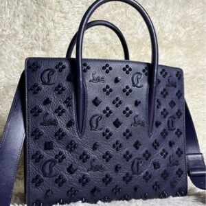 Christian Louboutin Paloma Medium Studded 2 Way Handbag Navy Blue